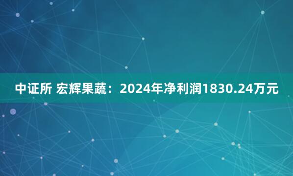 中证所 宏辉果蔬：2024年净利润1830.24万元